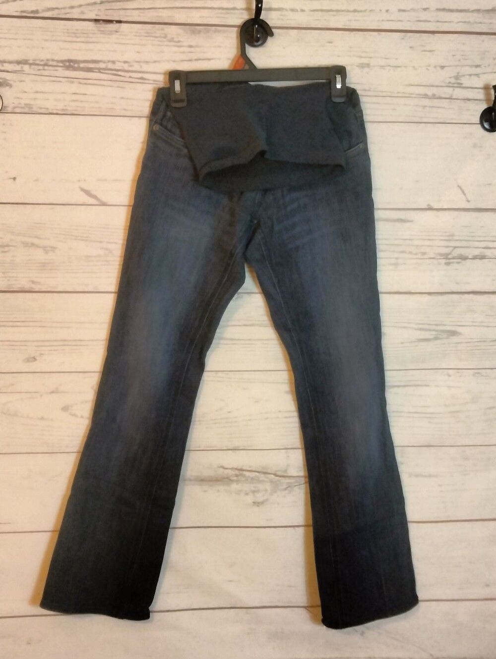 Motherhood Dark Blue Denim Jeans with Pink Logo Accent